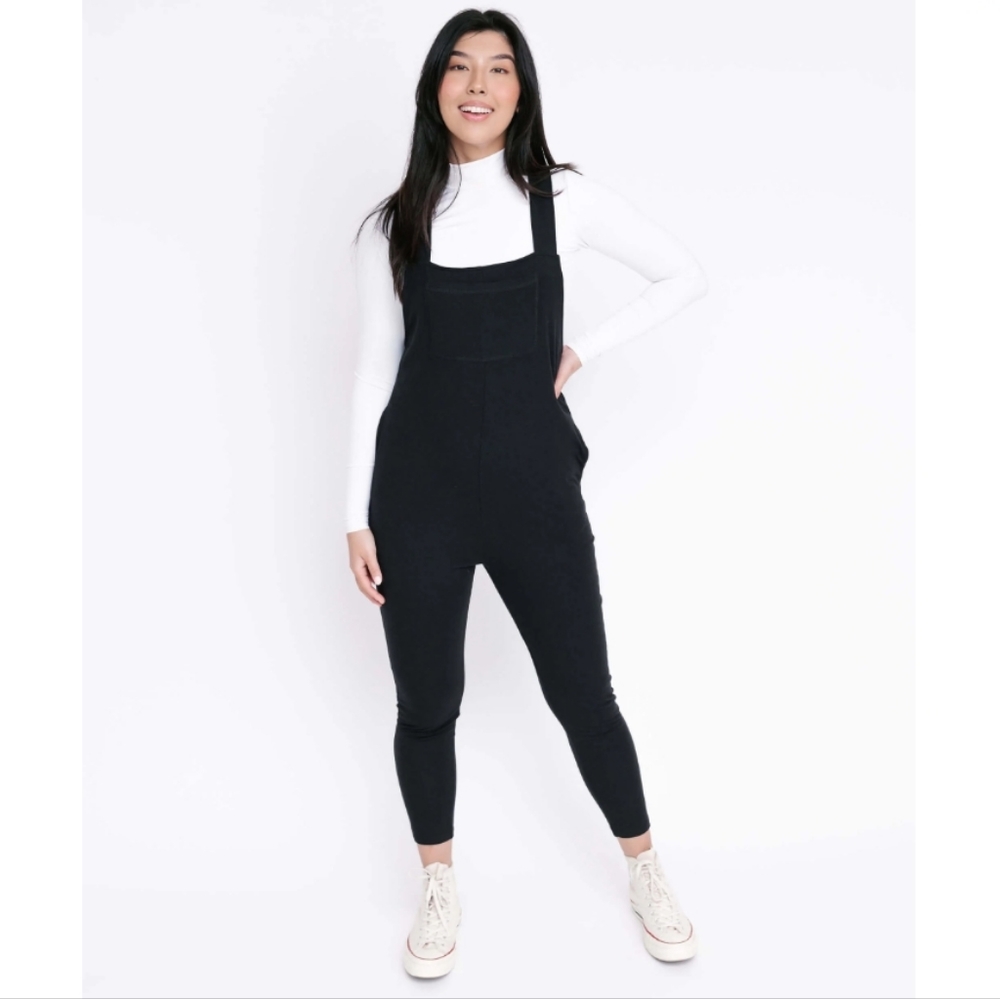 Black super comfy jersey overalls smash and tess